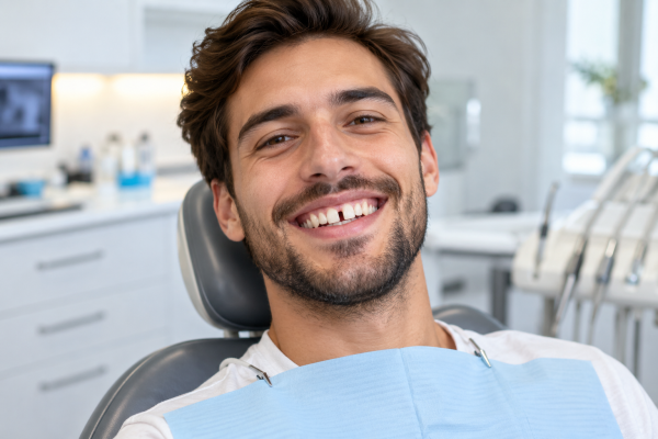 Happy Patient in Modern Dental Clinic