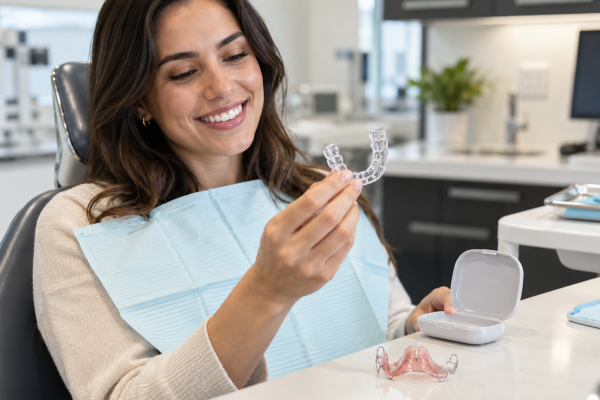 Smiling Patient with Clear Aligners